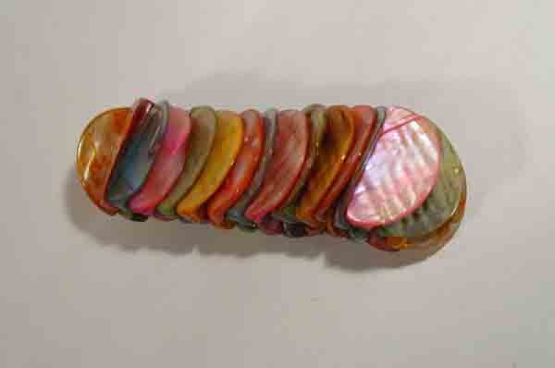 Muschelteile, Armband,  Halbrund bunt