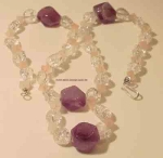 Edelstein Kette Collier Amethyst Bergkristall Rosenquarz