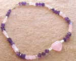 Neue Artikel: Edelsteinkette Bergkristall, Amethyst, Rosenquarz, Altsilber